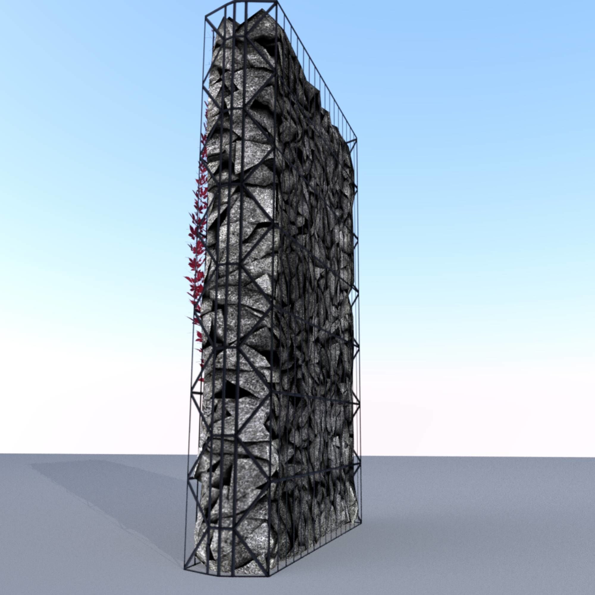 Wild Wine Vine - Autumn - on Gabion Wall - Version 2 Low-poly 3D model_24