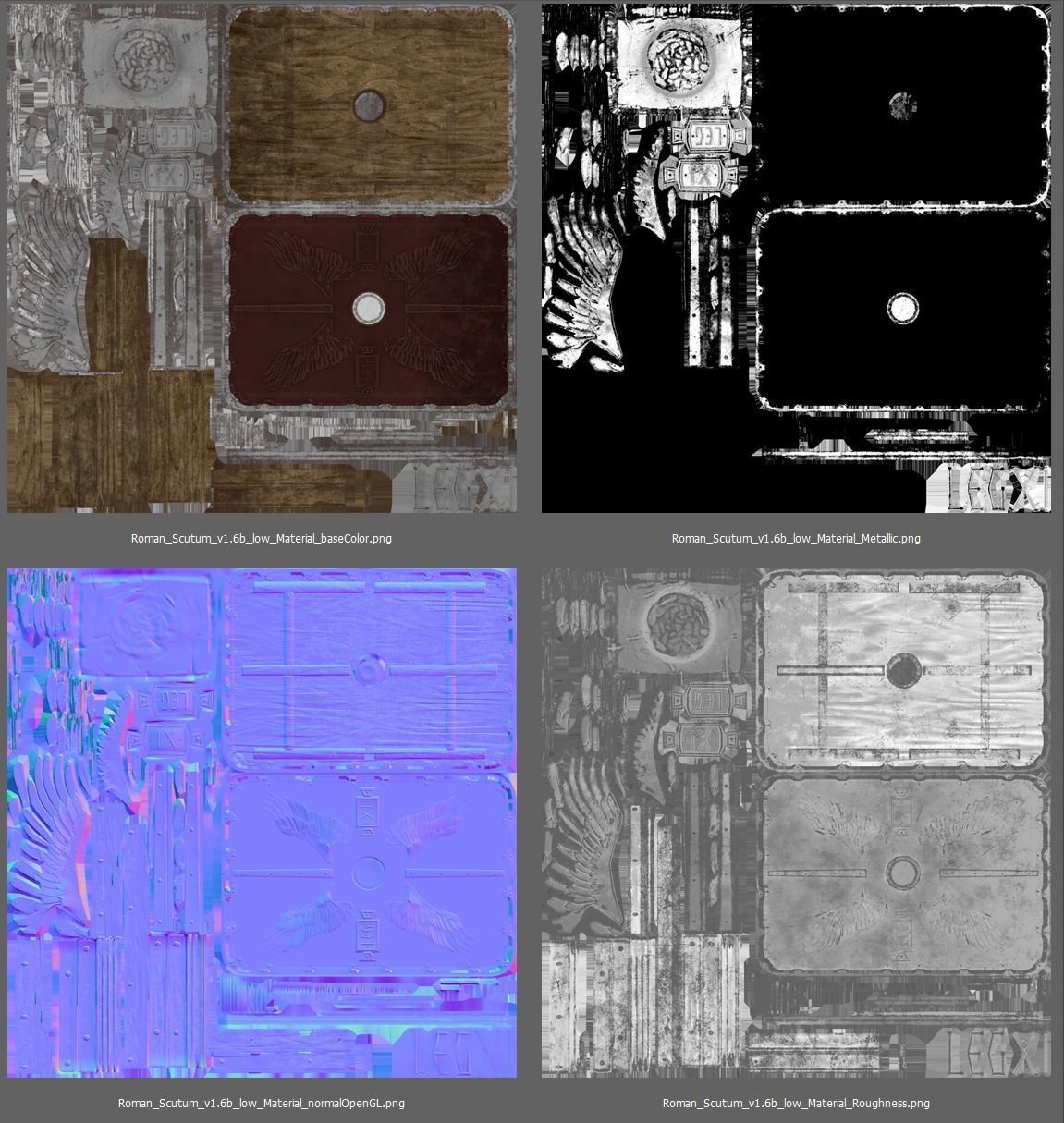 Roman Shield - Scutum Low-poly 3D model_11