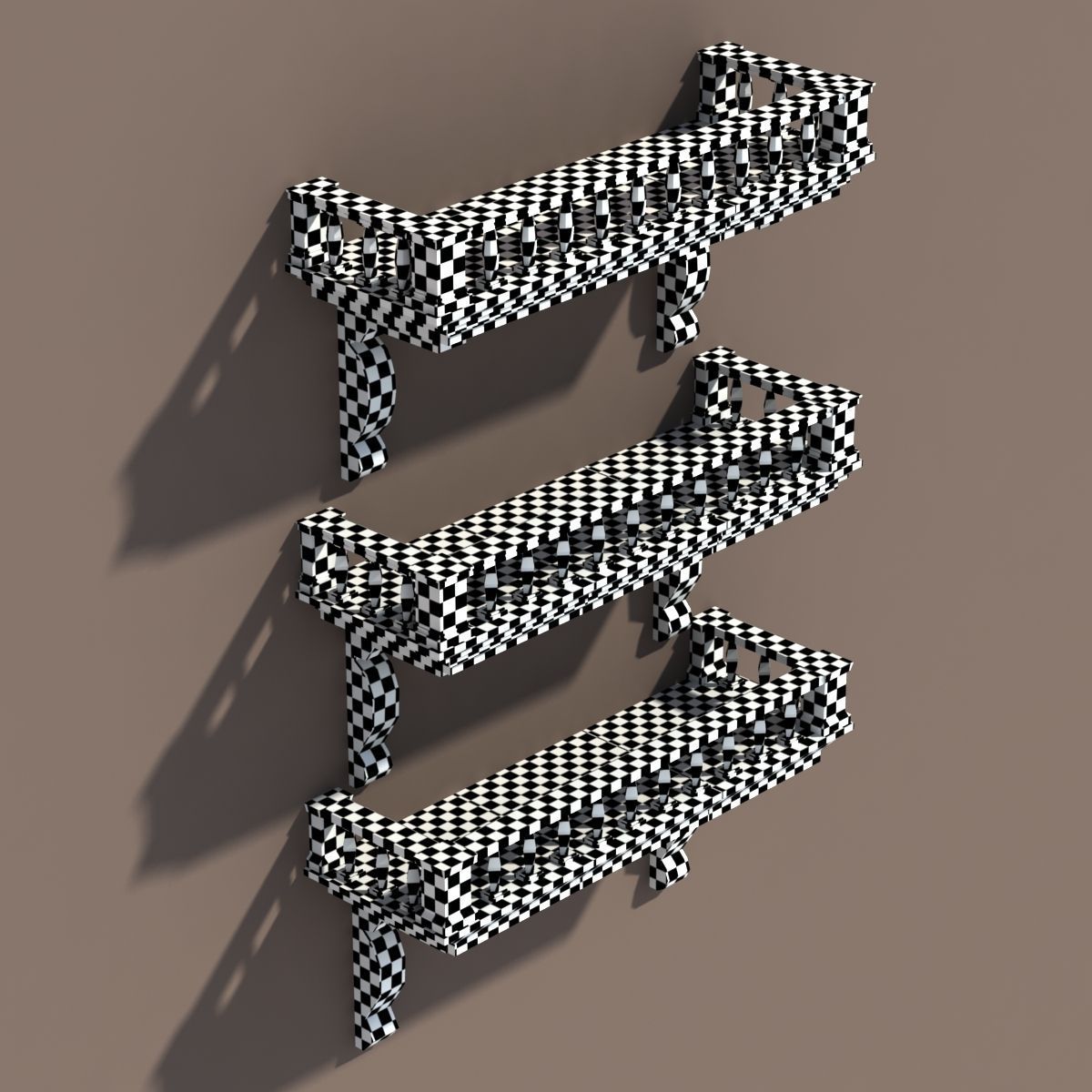 Balkony Low poly 3d Model balcony with columns and railings Low-poly 3D model_10