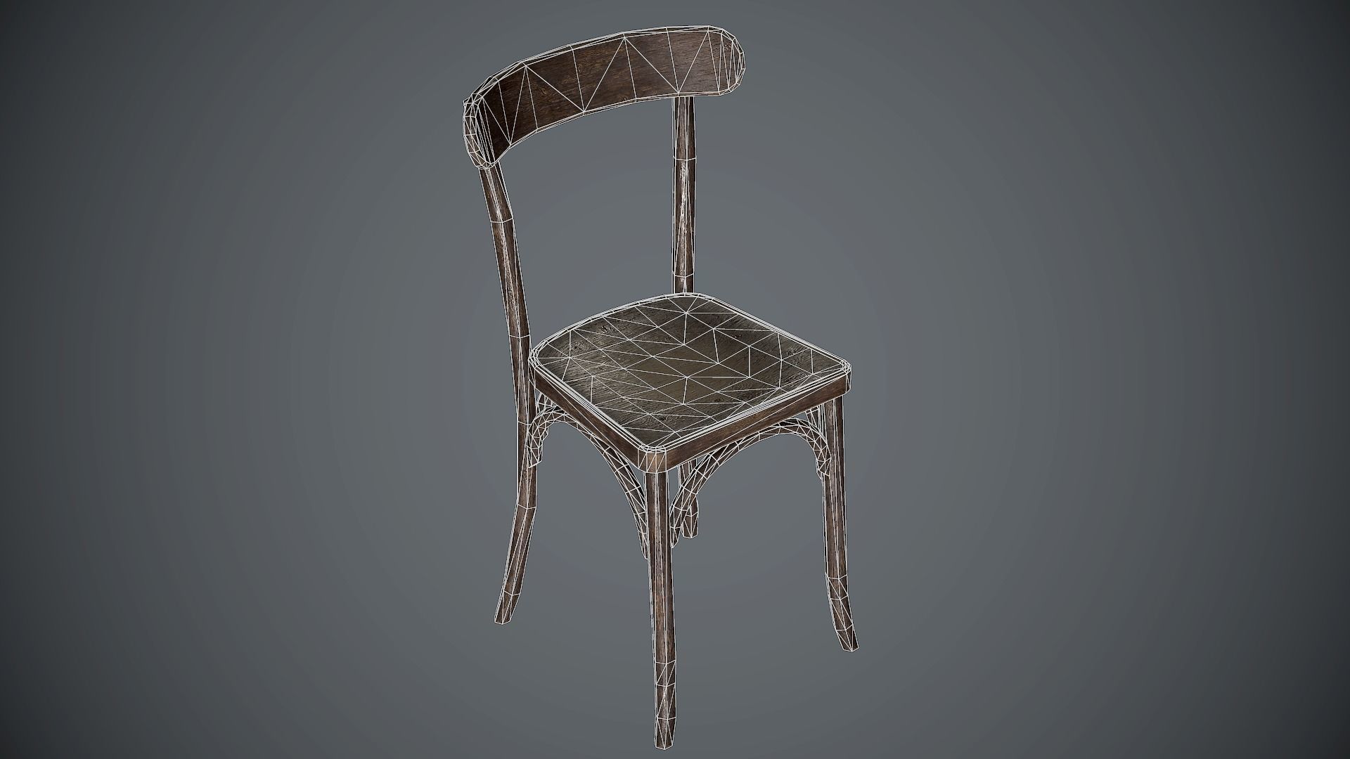 Chair Wooden Old Low-poly 3D model_5