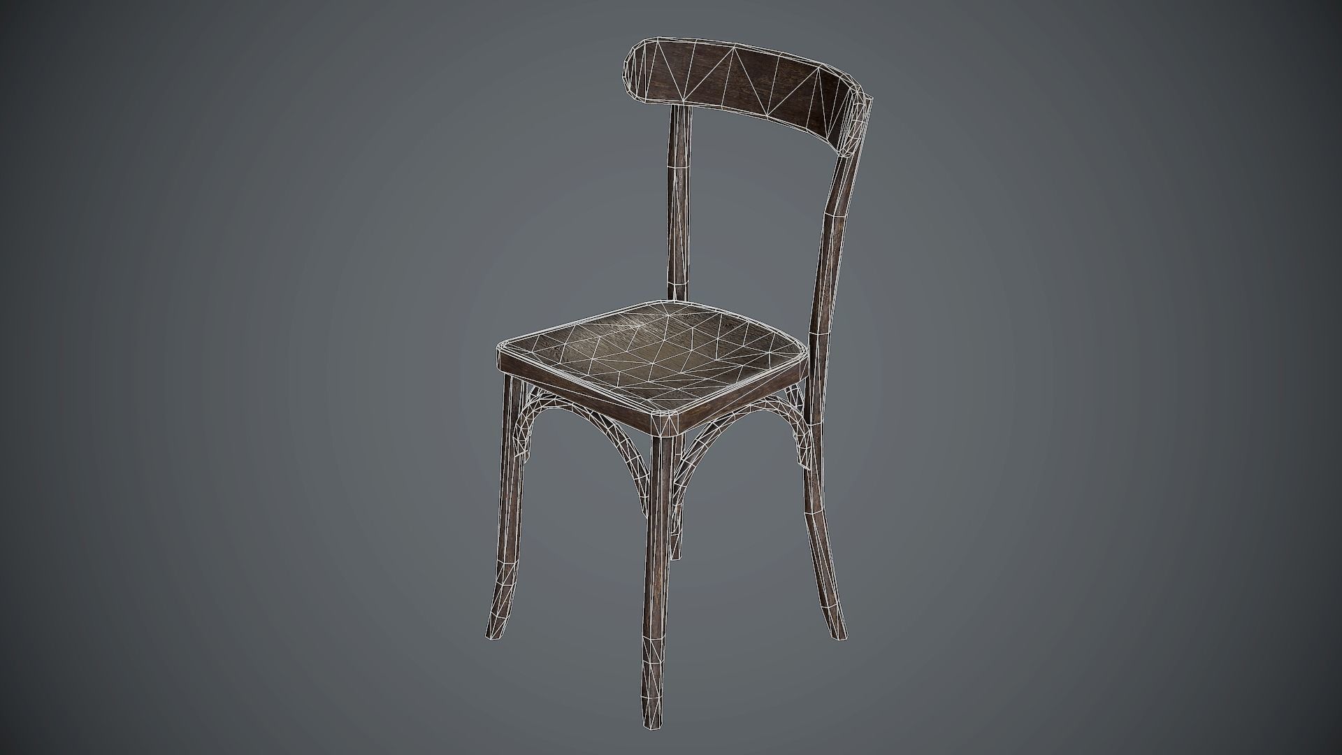 Chair Wooden Old Low-poly 3D model_6