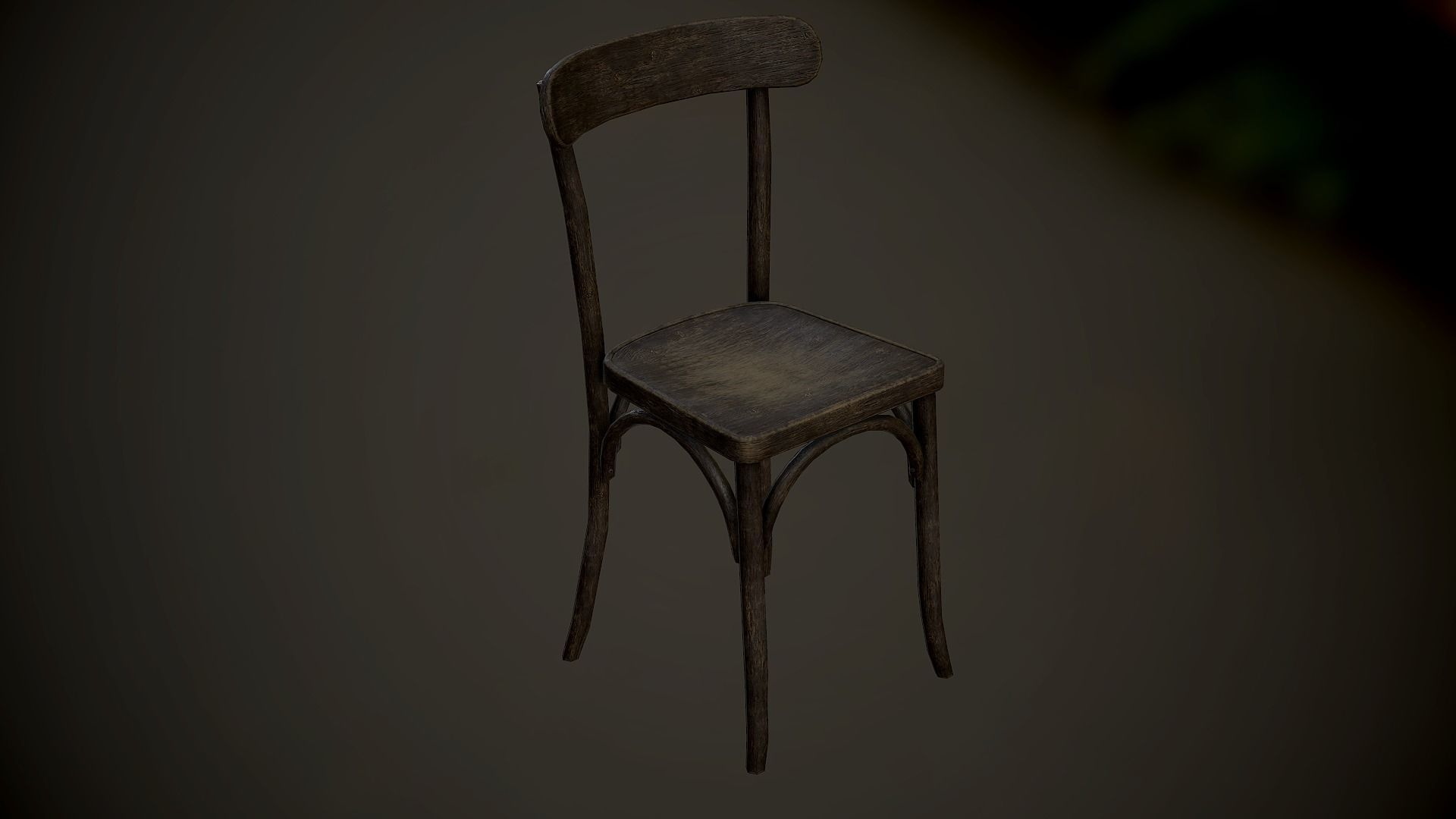 Chair Wooden Old Low-poly 3D model_9