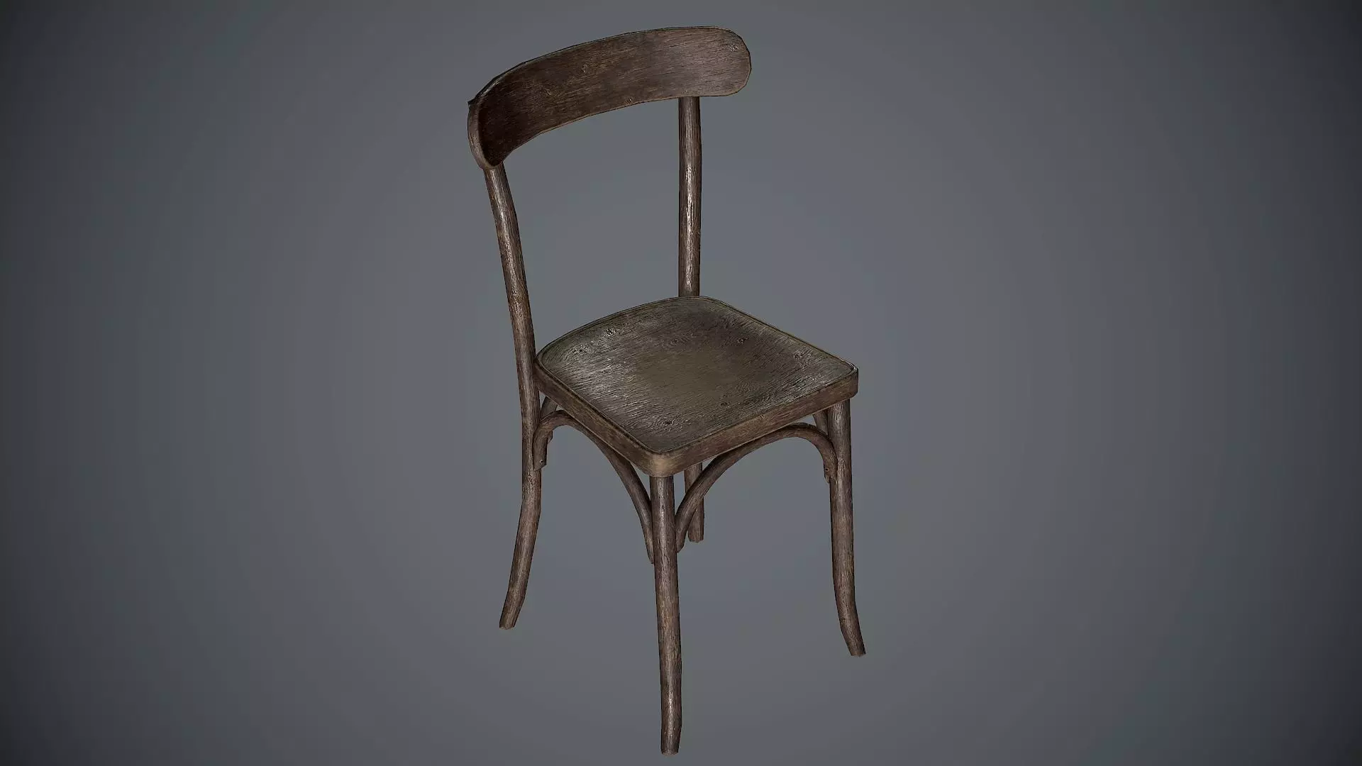 Chair Wooden Old Low-poly 3D model_0