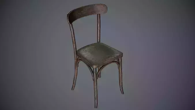 Chair Wooden Old Low-poly 3D model