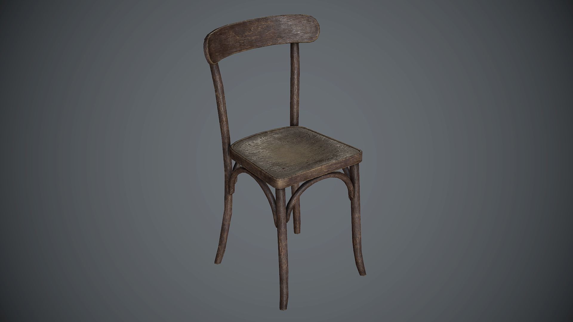 Chair Wooden Old Low-poly 3D model_4