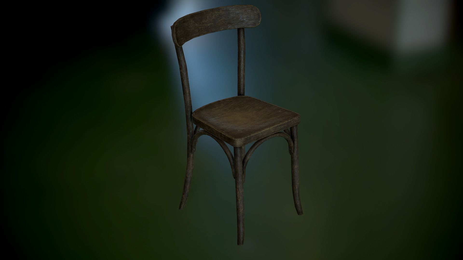 Chair Wooden Old Low-poly 3D model_11