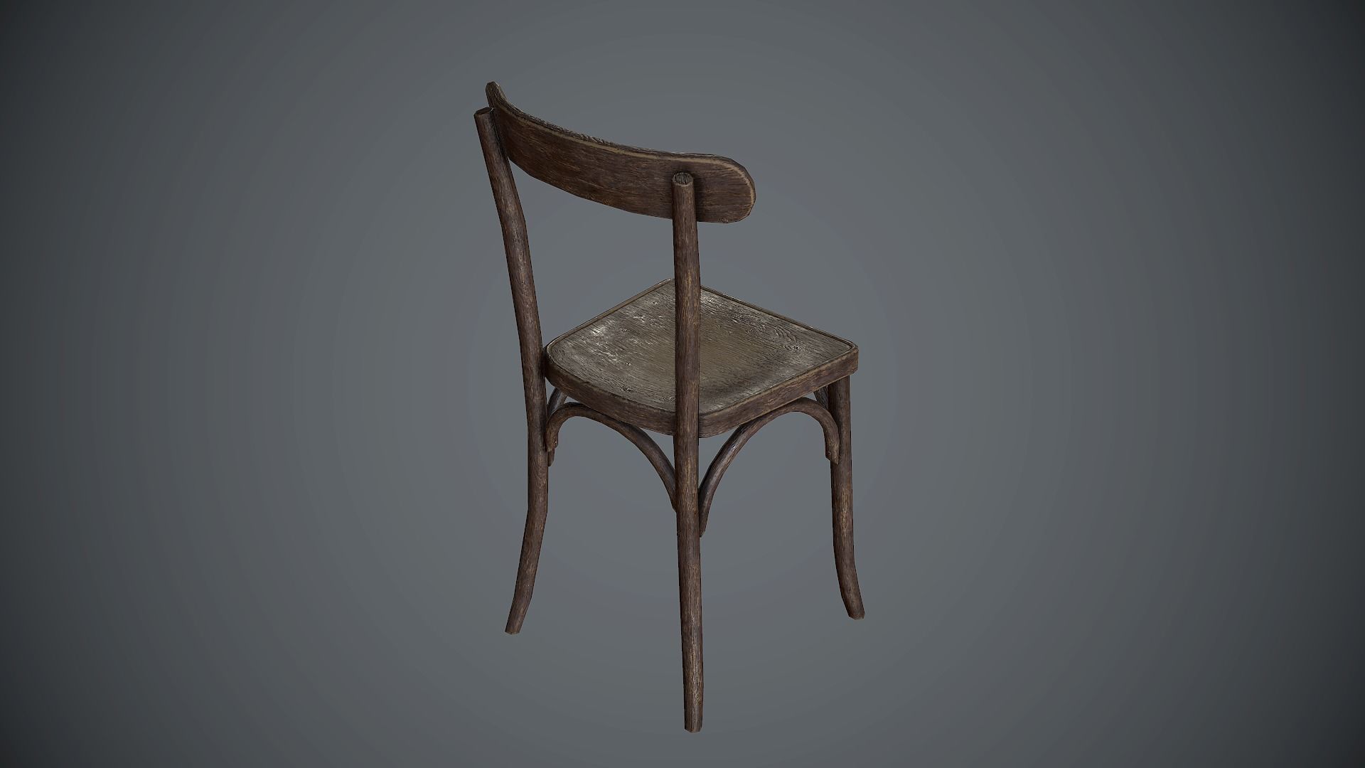 Chair Wooden Old Low-poly 3D model_3