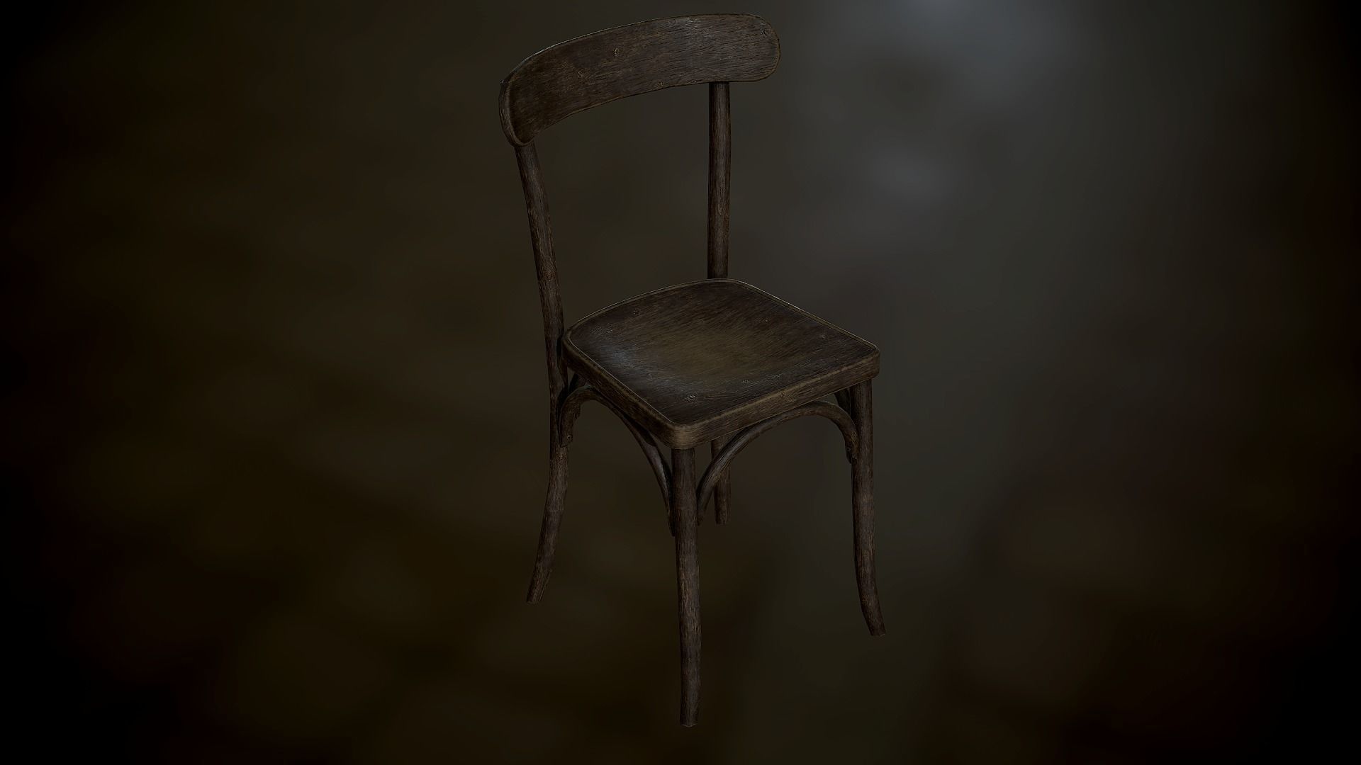 Chair Wooden Old Low-poly 3D model_13