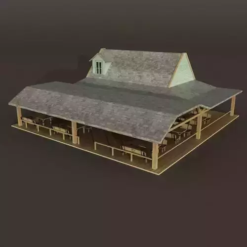 Bar House Wooden Low-poly 3D model