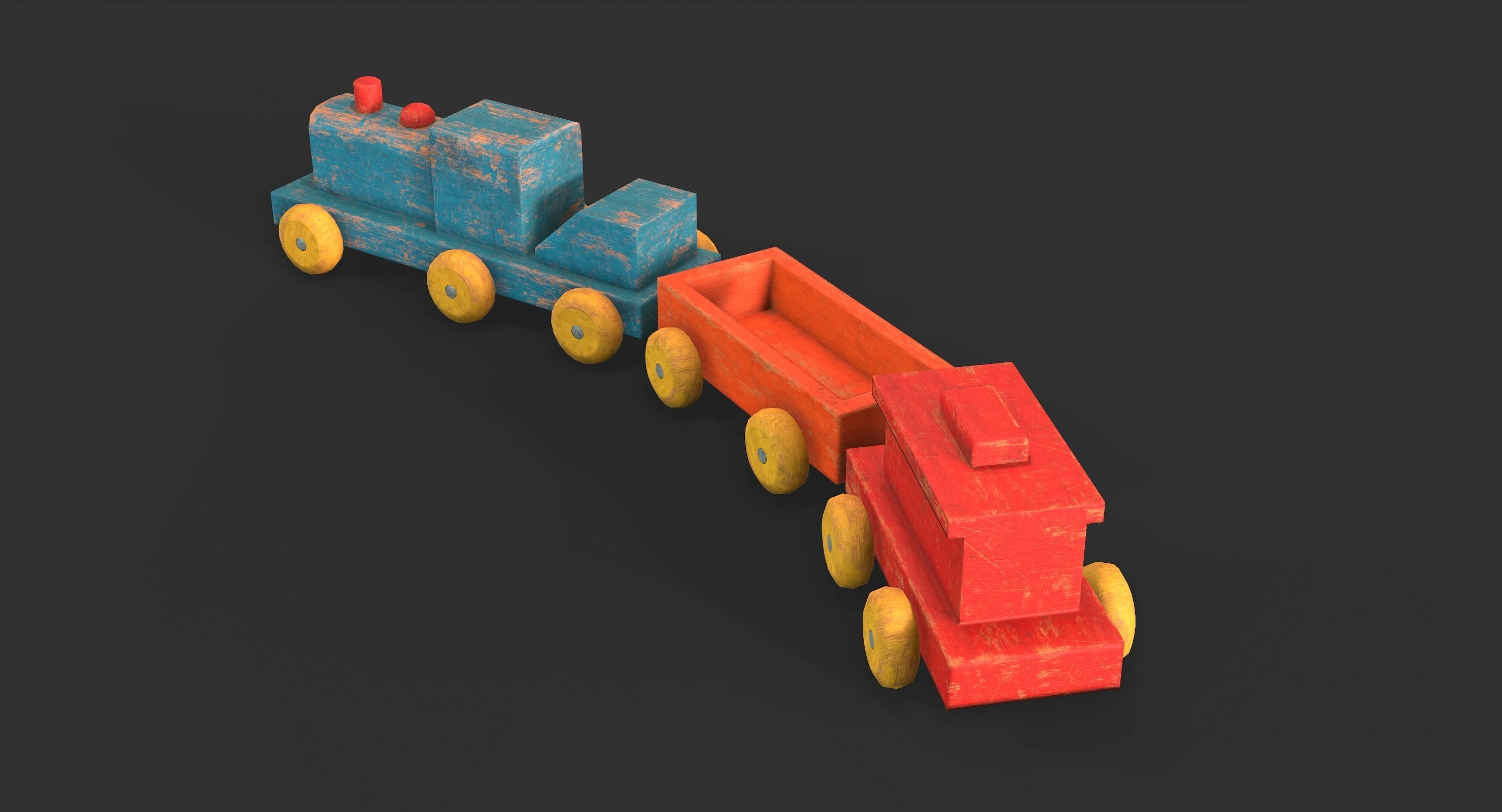 Old Wooden Toys Pack Low-poly 3D model_25