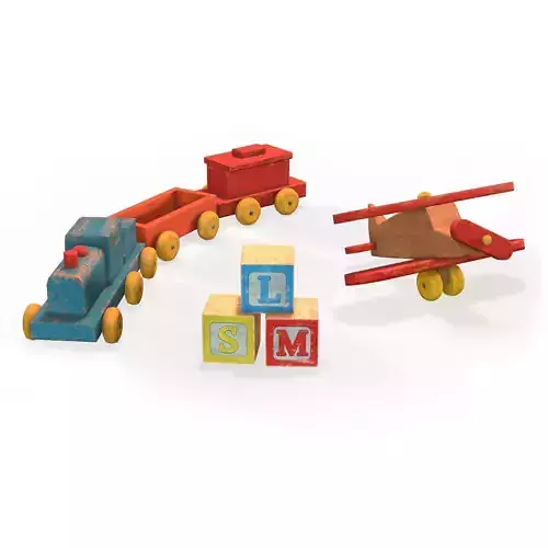 Old Wooden Toys Pack Low-poly 3D model