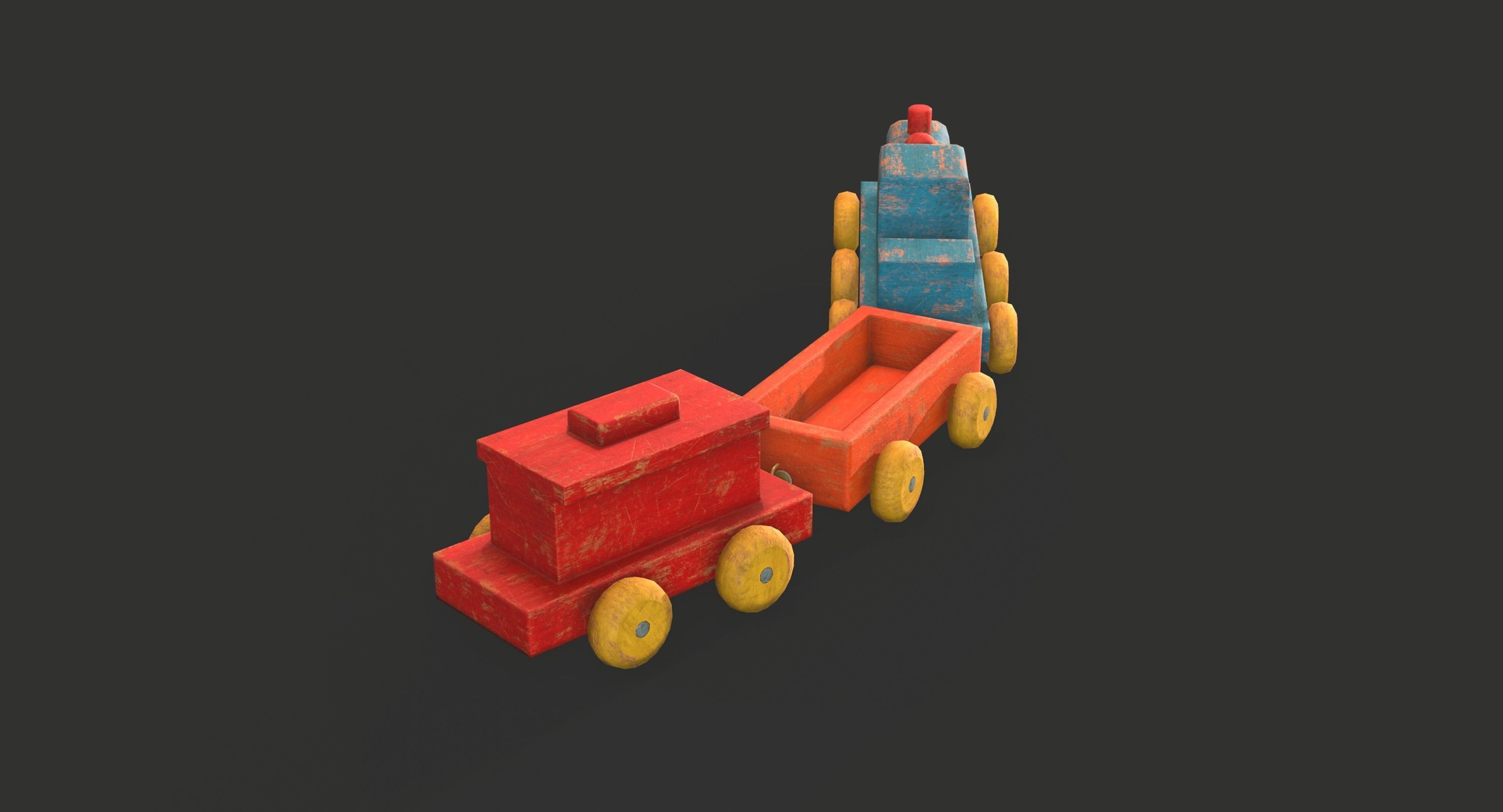 Old Wooden Toys Pack Low-poly 3D model_23