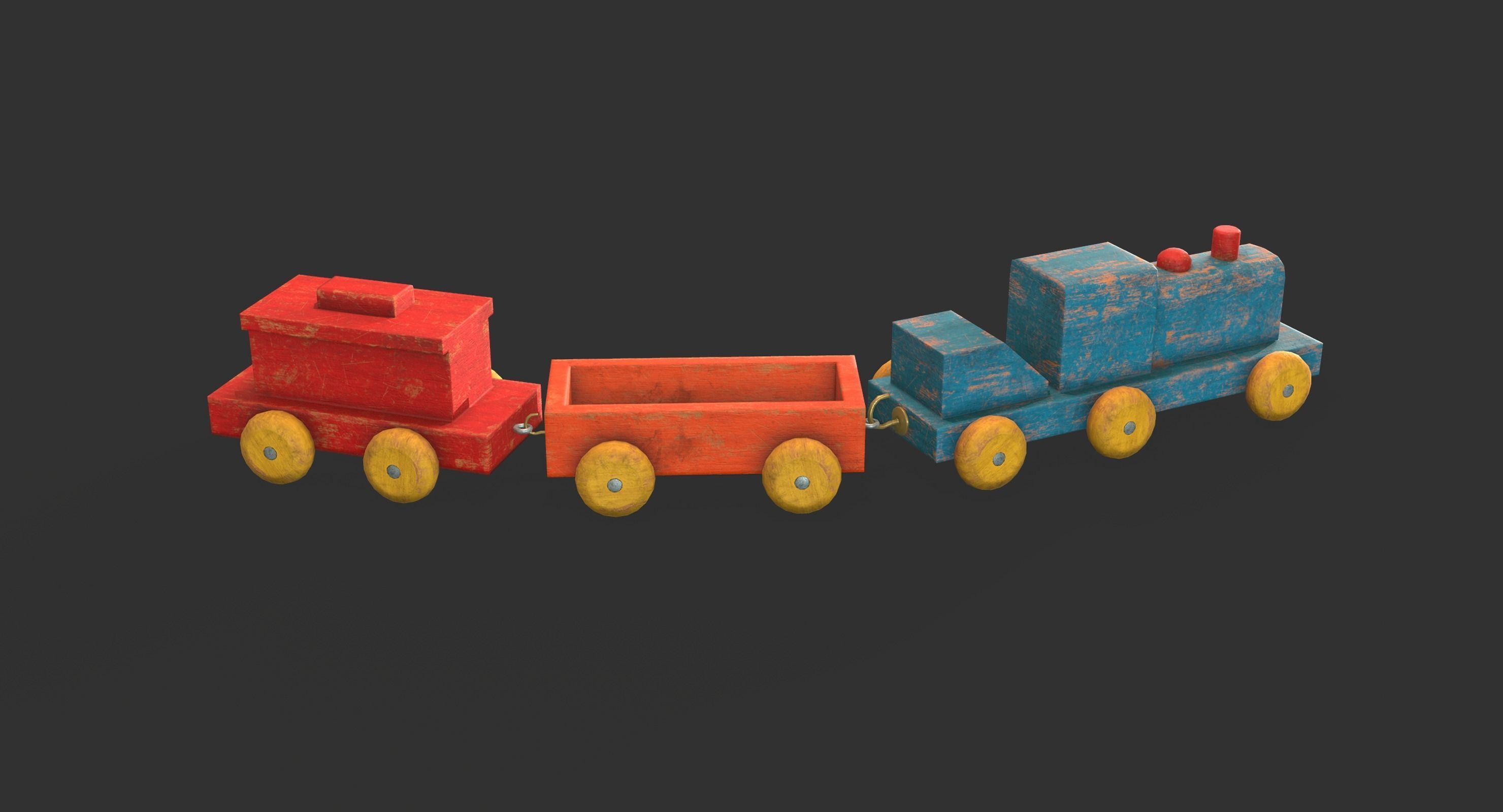 Old Wooden Toys Pack Low-poly 3D model_22