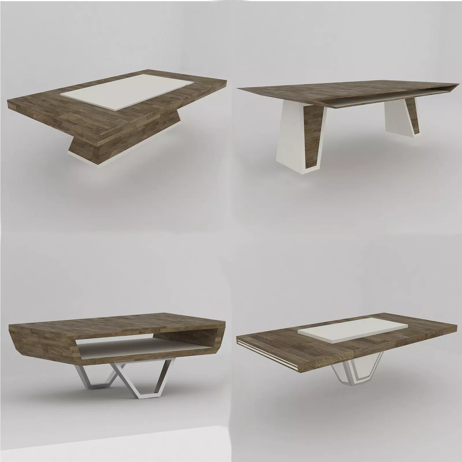 Collection of modern coffee tables Low-poly 3D model_0