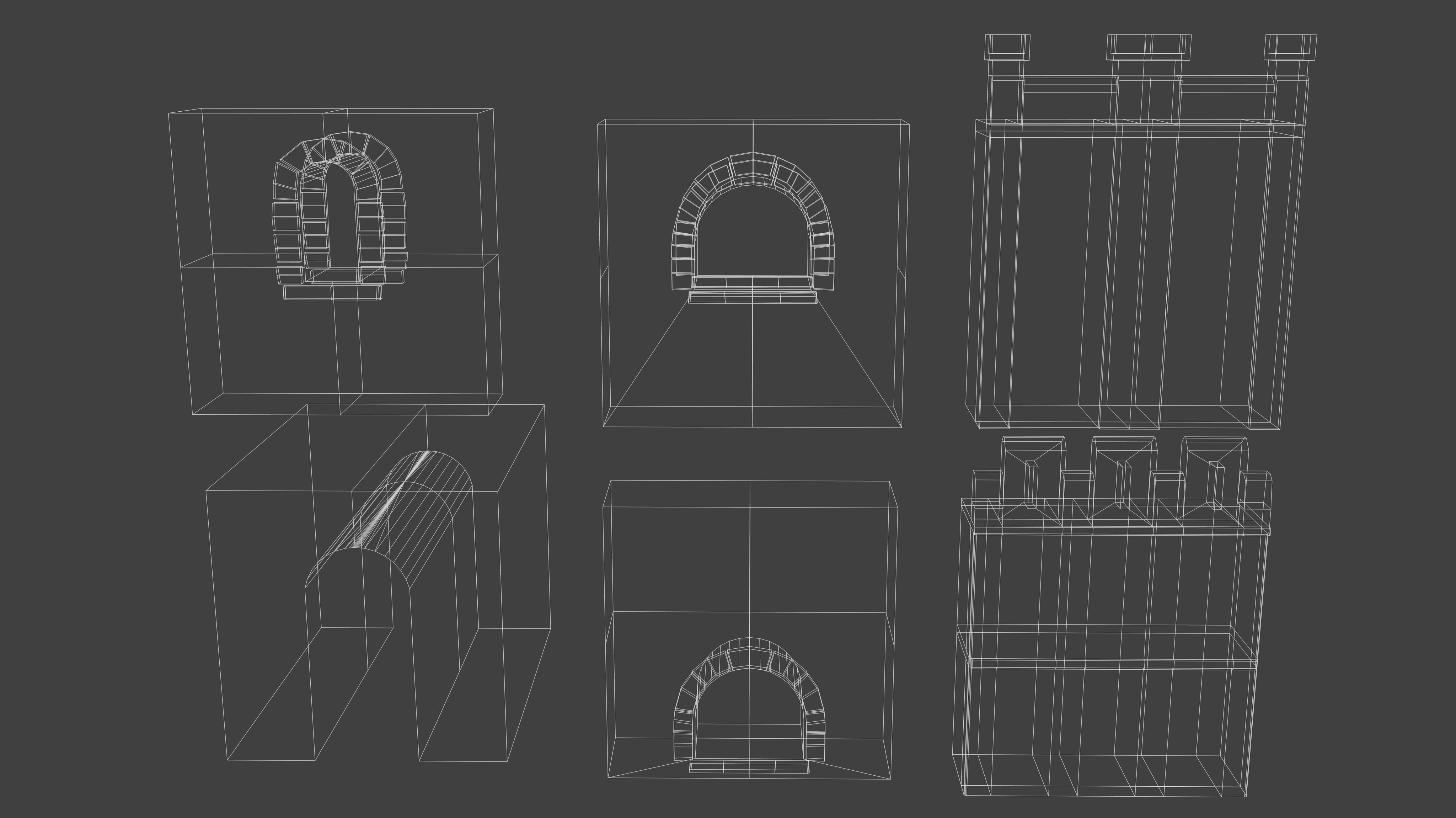 6 Castle Walls Pack Free low-poly 3D model_4