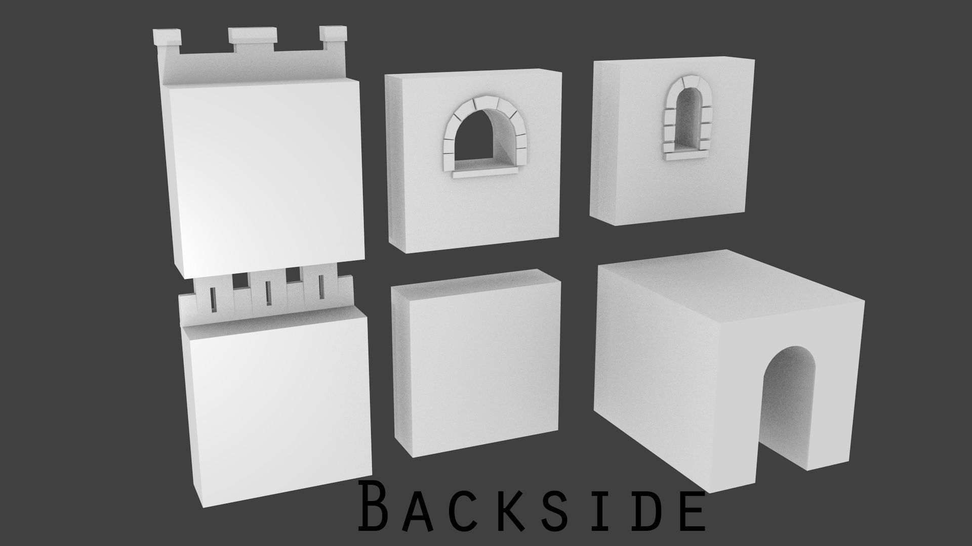 6 Castle Walls Pack Free low-poly 3D model_1