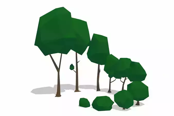 low poly decidous trees