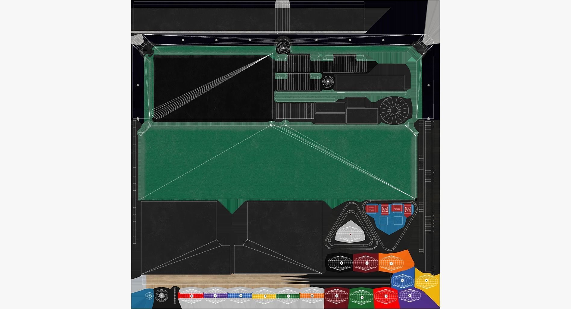 Pool Table Low-poly 3D model_14