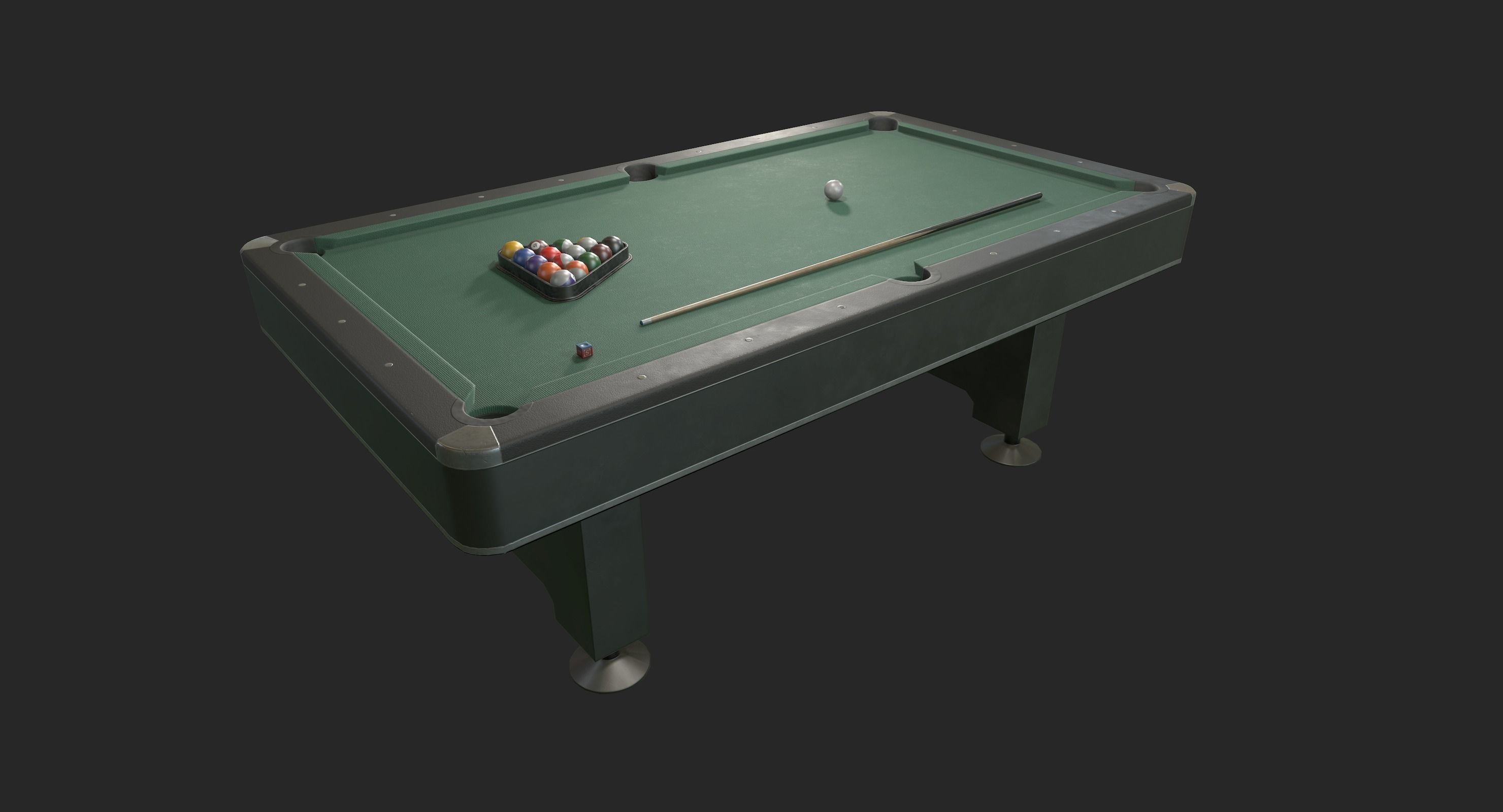 Pool Table Low-poly 3D model_3