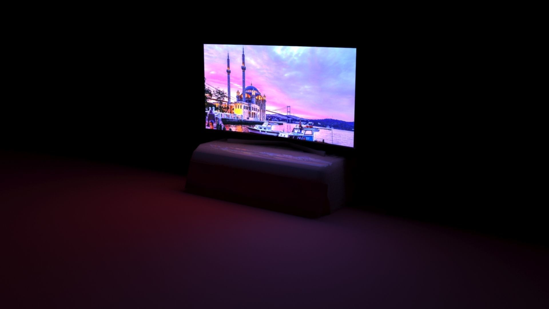 Curved TV Low-poly 3D model_1
