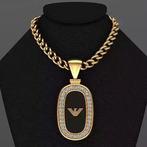 Emporio Armani Enamel Diamond Gold Pendant 3D print model