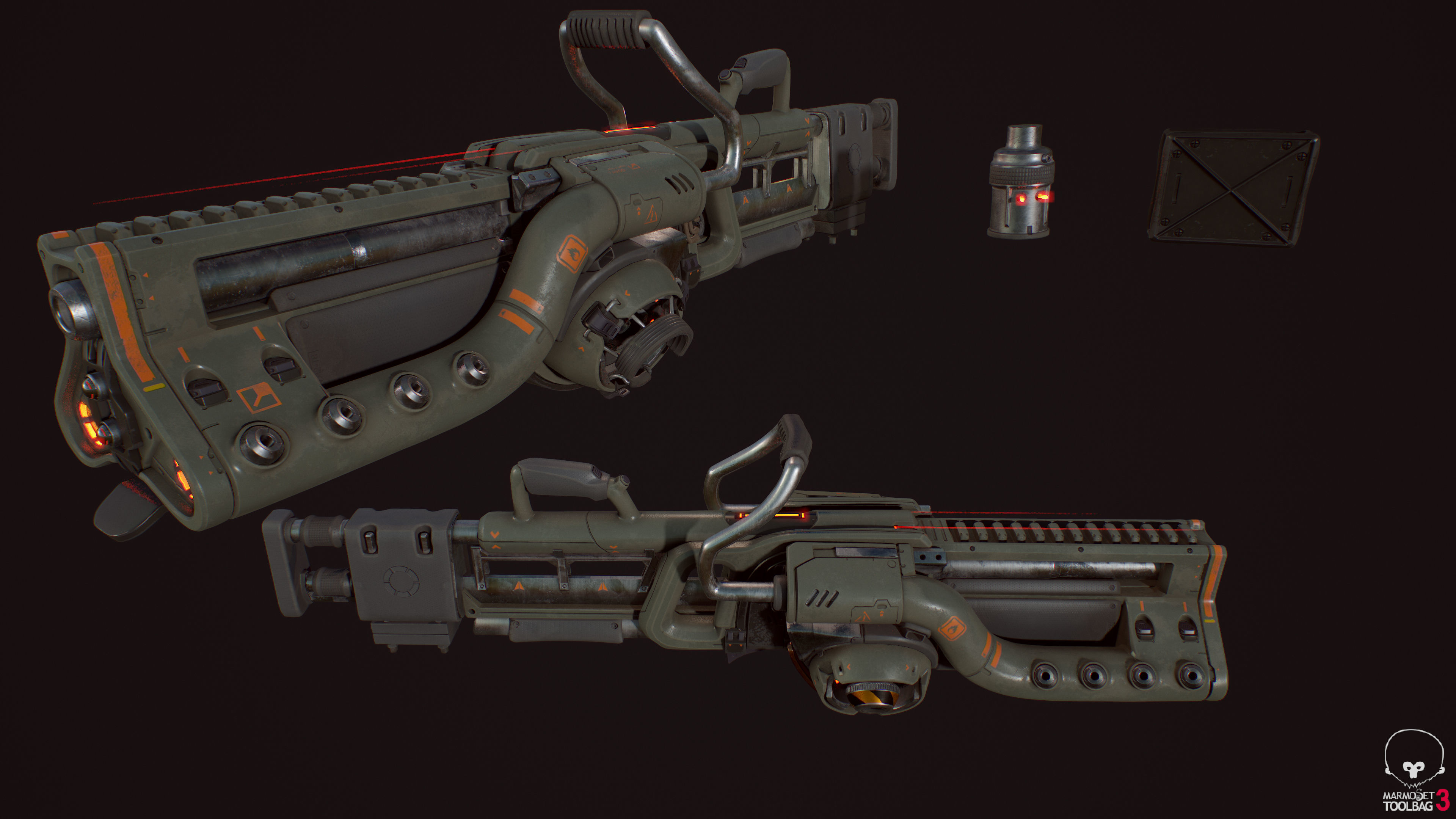 Baikal - Heavy plasma sci-fi gun Low-poly 3D model_2