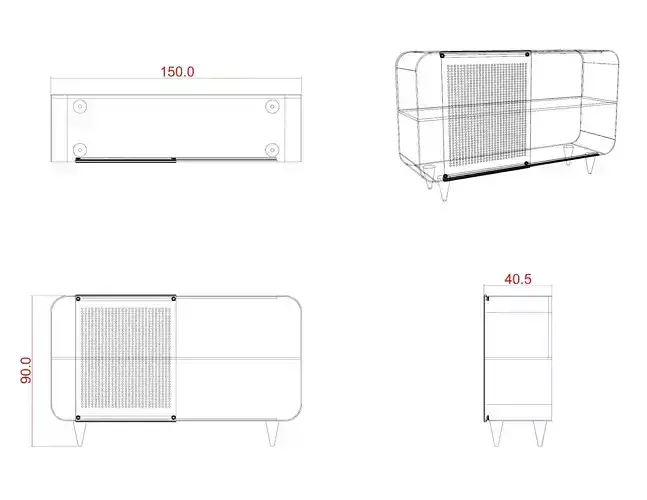console wood sideboard with perforated panels