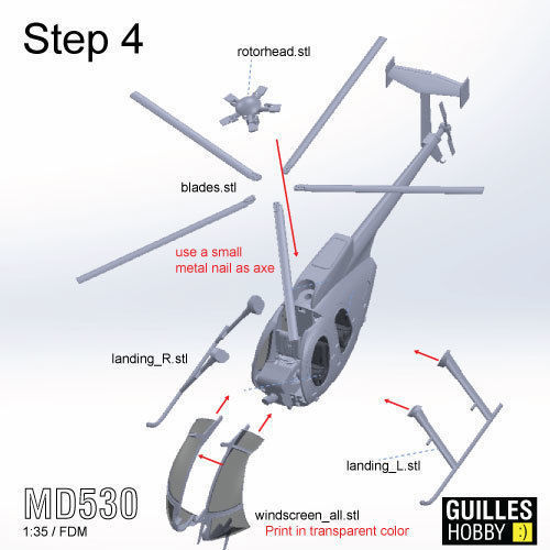 MD530 HELICOPTER - SCALE MODEL - ASSEMBLY KIT 3D print model_3