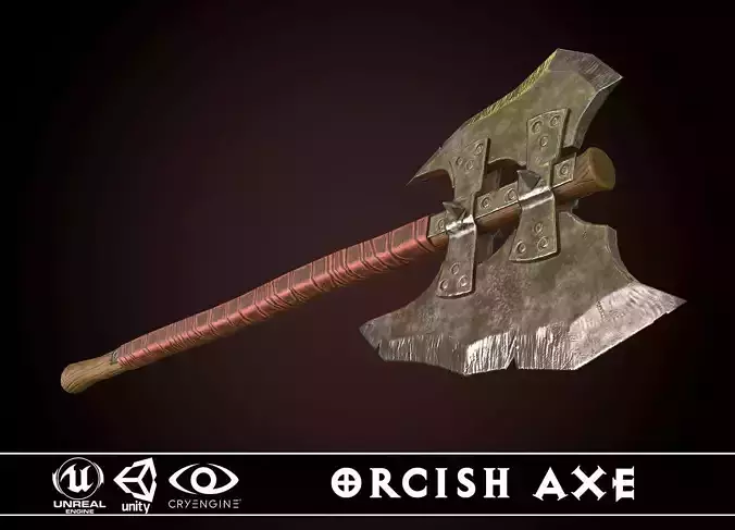 Orcish Axe Low-poly 3D model