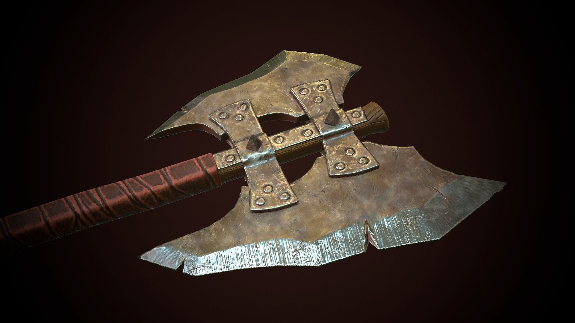 Orcish Axe Low-poly 3D model_2