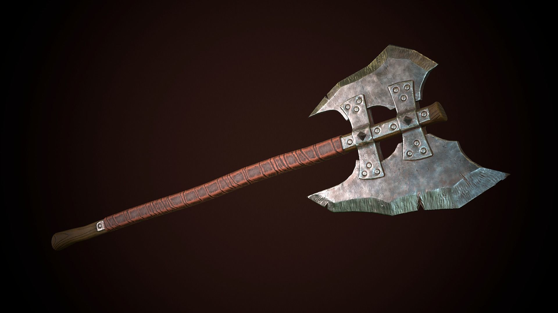 Orcish Axe Low-poly 3D model_1