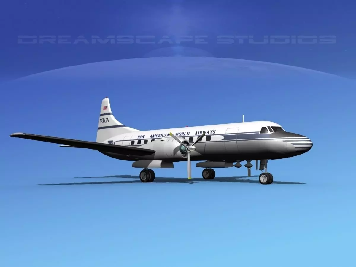 Convair CV-340 Pan American 3D model_0
