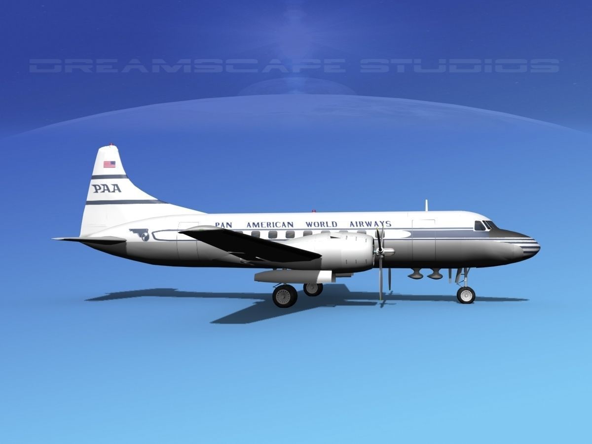 Convair CV-340 Pan American 3D model_1