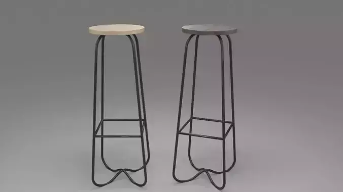 Bar Stool with Steel Legs Low-poly 3D model