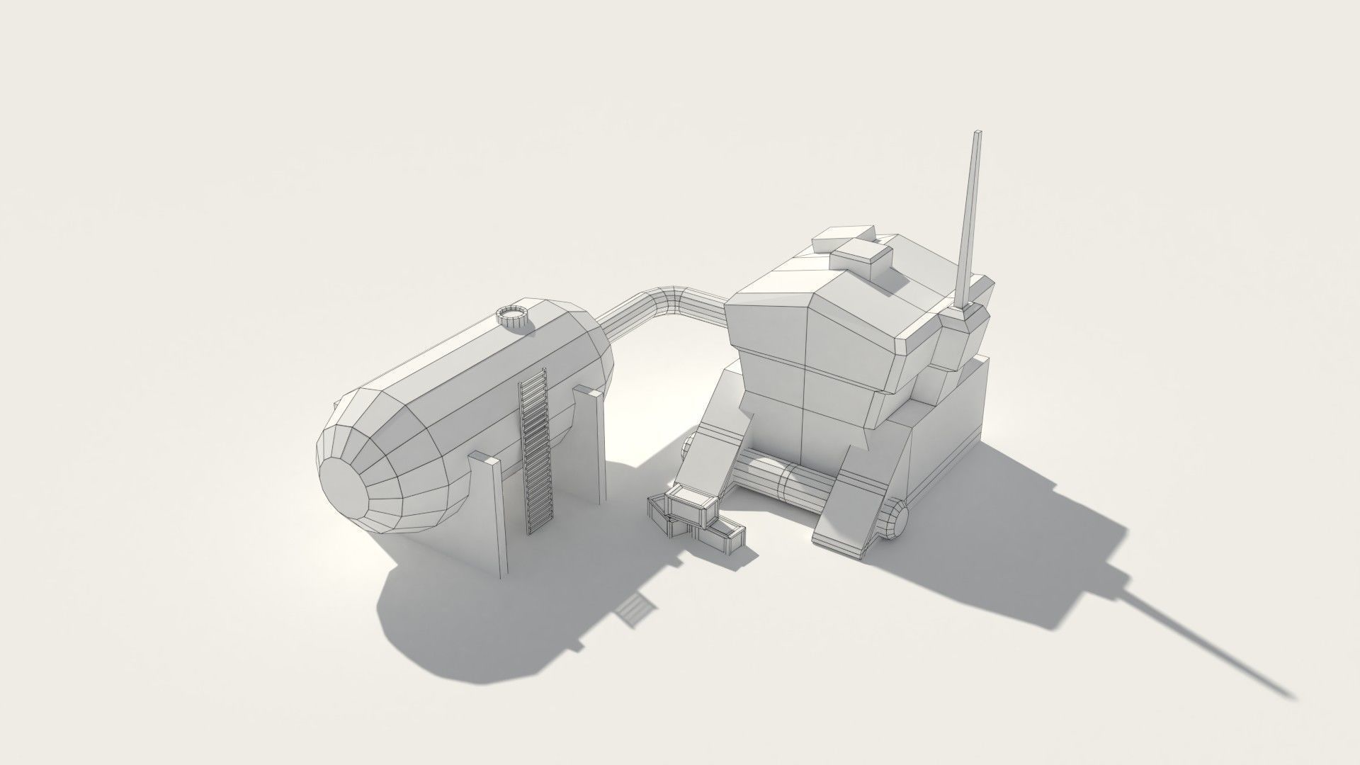 Low Poly Scifi Generator Low-poly 3D model_5