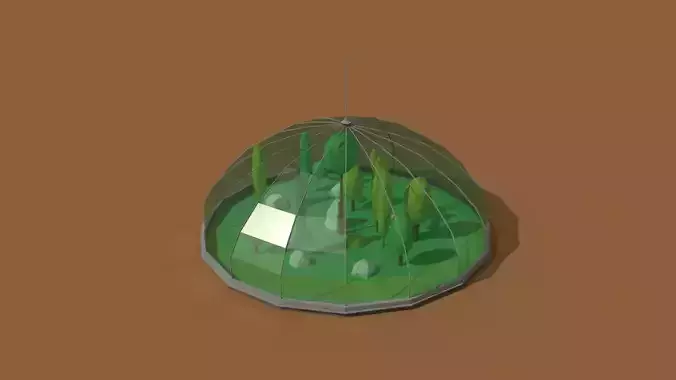 Low Poly Scifi Greenhouse Low-poly 3D model