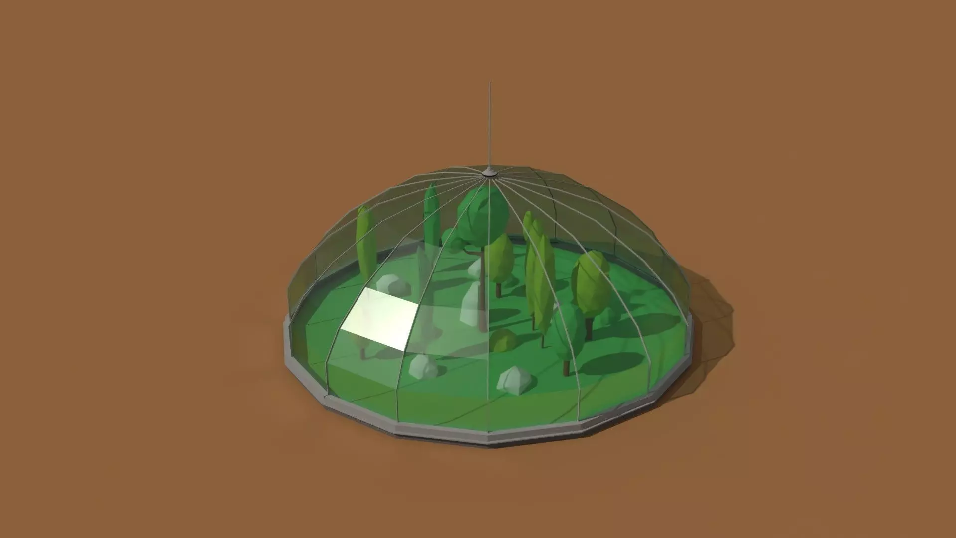 Low Poly Scifi Greenhouse Low-poly 3D model_0