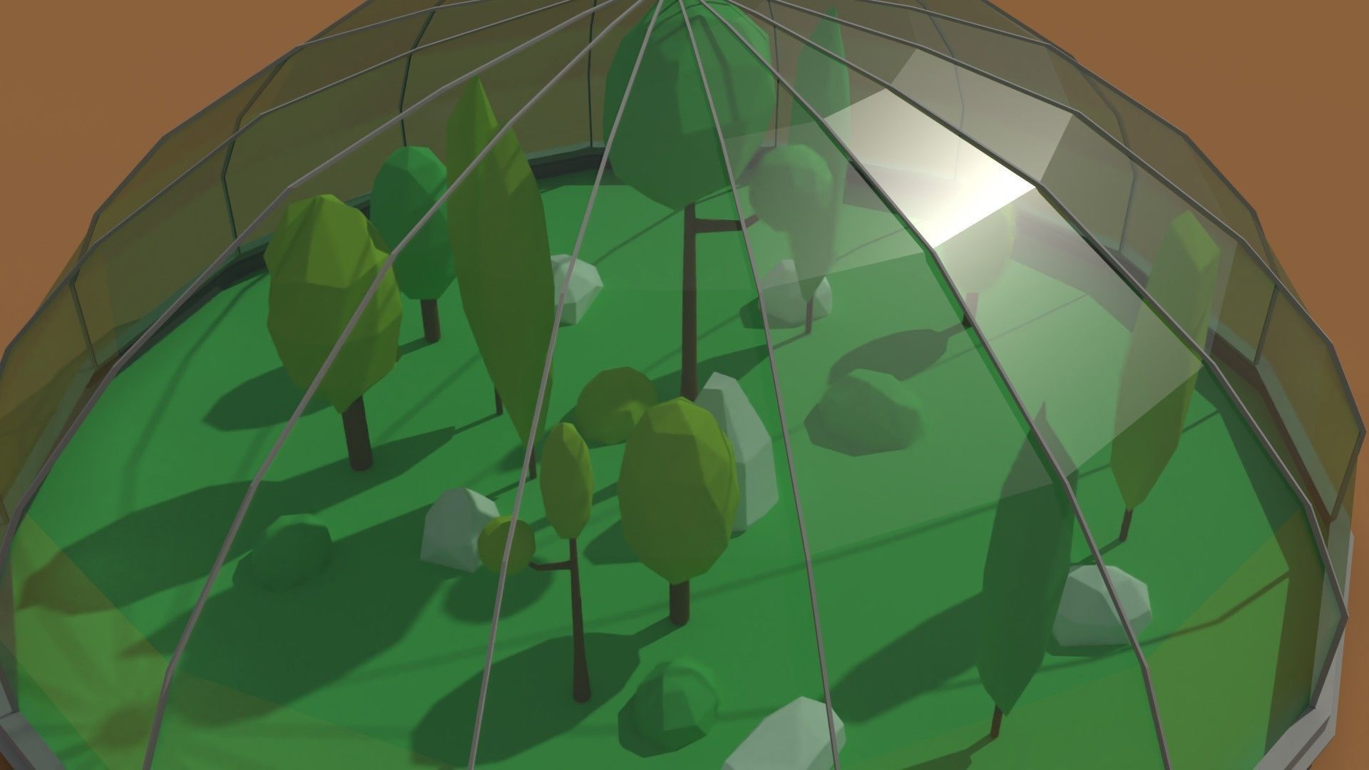 Low Poly Scifi Greenhouse Low-poly 3D model_3