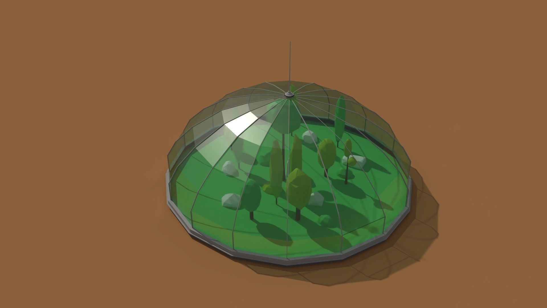 Low Poly Scifi Greenhouse Low-poly 3D model_2