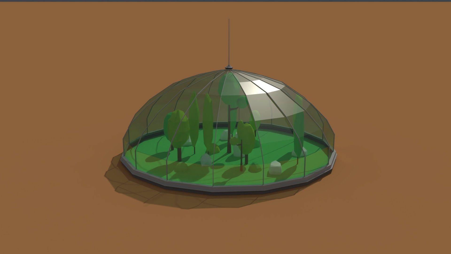 Low Poly Scifi Greenhouse Low-poly 3D model_1