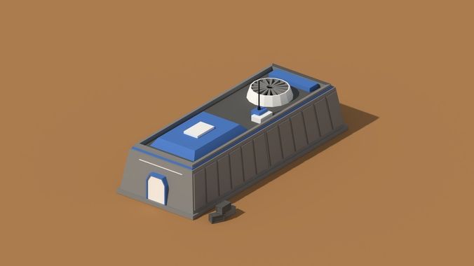 Low Poly Scifi Hangar 1 Low-poly 3D model