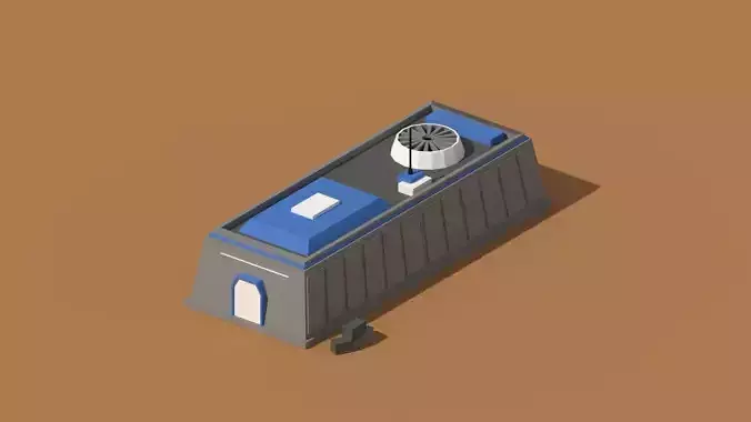 Low Poly Scifi Hangar 1 Low-poly 3D model
