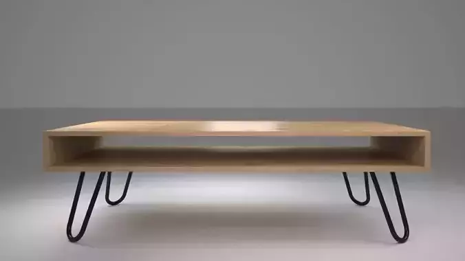 Coffee Table with Bare Steel Hairpin Legs