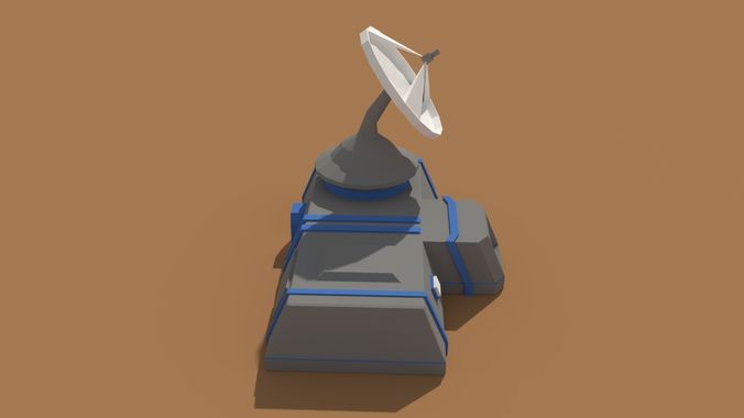 Low Poly Scifi Radar Station Low-poly 3D model
