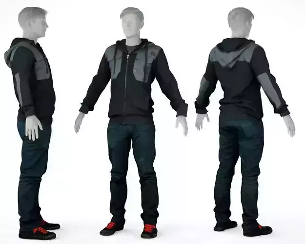 Male Casual Outfit 22 Top Trousers Shoes Low-poly 3D model