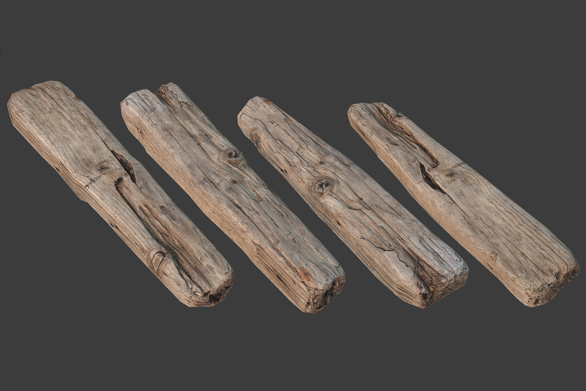 Scanned Logs Planks Sticks and Stumps Low-poly 3D model_30