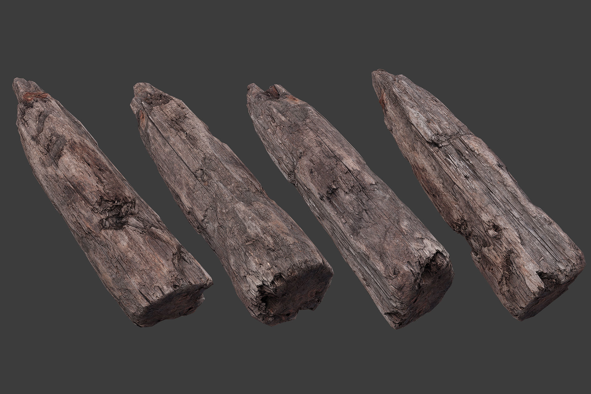 Scanned Logs Planks Sticks and Stumps Low-poly 3D model_5