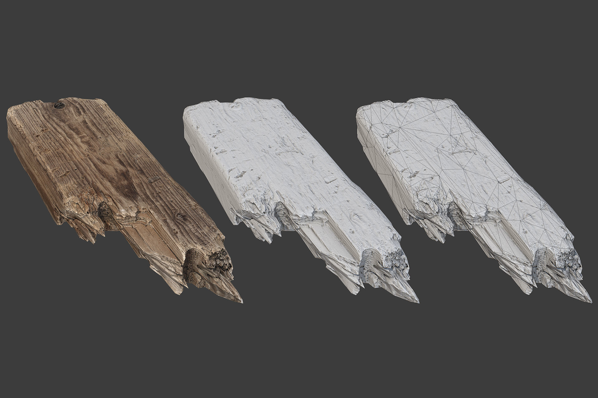 Scanned Logs Planks Sticks and Stumps Low-poly 3D model_18