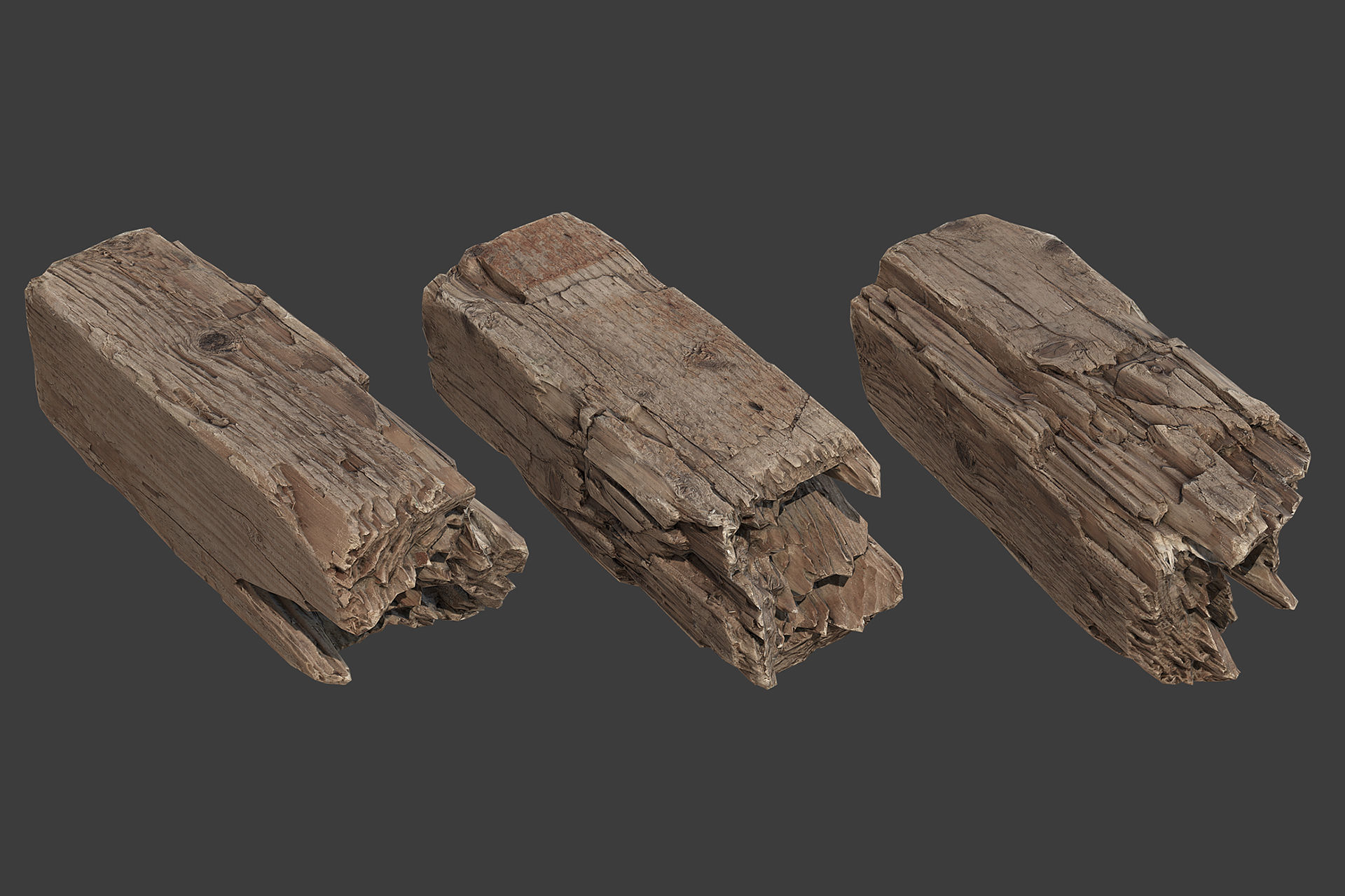 Scanned Logs Planks Sticks and Stumps Low-poly 3D model_23