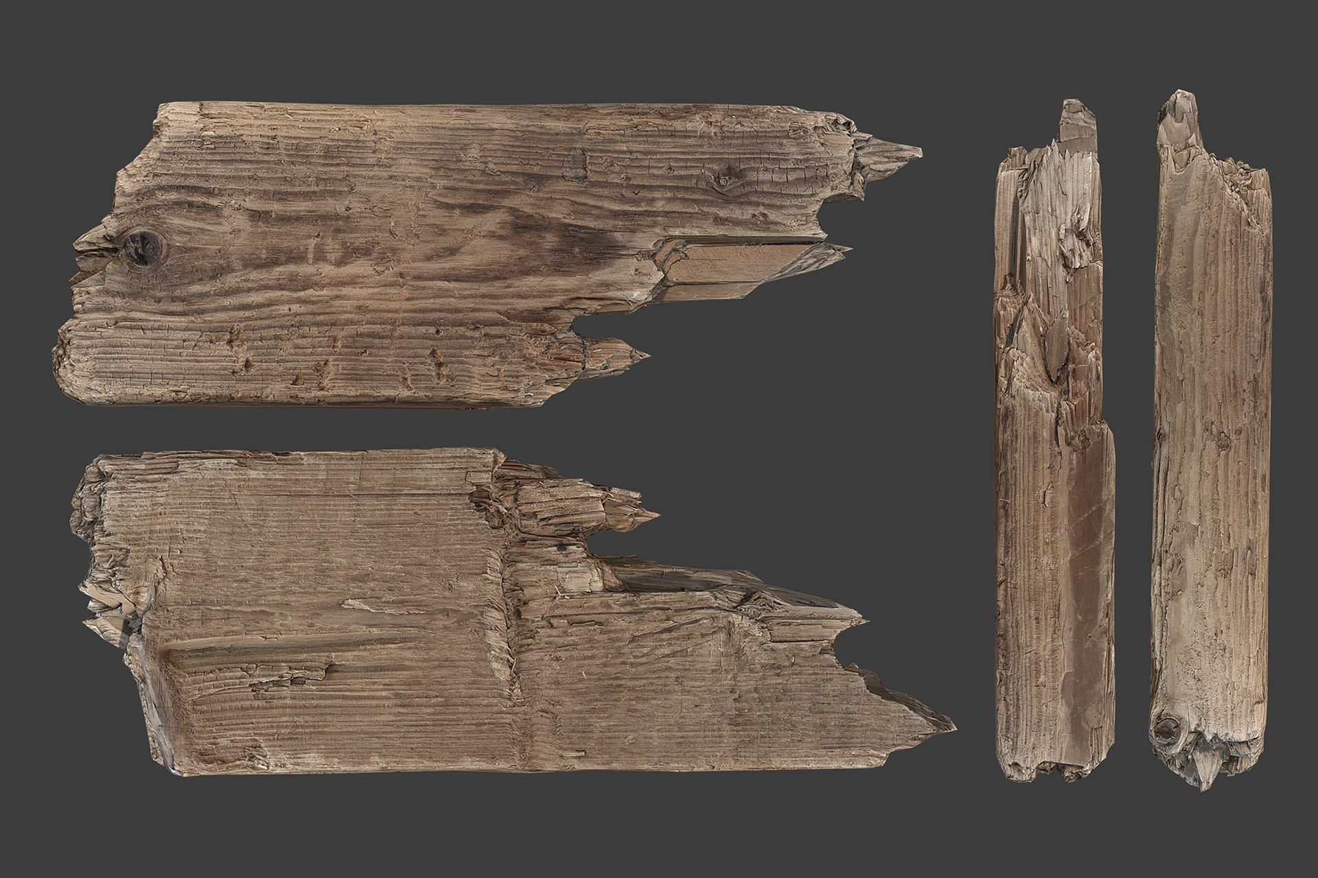 Scanned Logs Planks Sticks and Stumps Low-poly 3D model_17